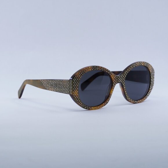 Celine CL4240IS 53A Sunglasses Shiny Havana with Gold Studs Embellishment Frame